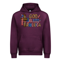 Mauve Wine god  bless america with cross Urban Hoodie - RanaPortraitStore