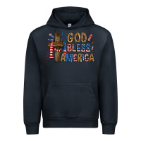 Navy god  bless america with cross Urban Hoodie - RanaPortraitStore