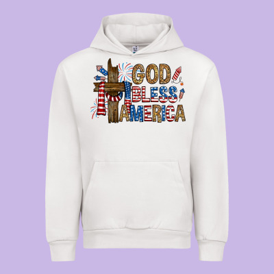 Urban Hoodie god  bless america with cross