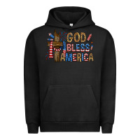 Pigment Black god  bless america with cross Urban Hoodie - RanaPortraitStore
