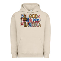 Pigment French Oak god  bless america with cross Urban Hoodie - RanaPortraitStore