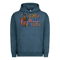 Pigment Midnight Navy god  bless america with cross Urban Hoodie - RanaPortraitStore