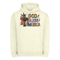 Pigment Pistachio god  bless america with cross Urban Hoodie - RanaPortraitStore
