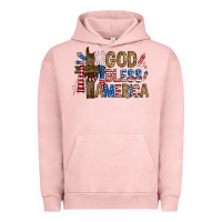 Pigment Salmon god  bless america with cross Urban Hoodie - RanaPortraitStore
