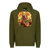 Army Green cowgirl actin up Premium Hoodie - texasbilliewilder