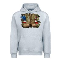 Heather Grey american flag with army boots Urban Hoodie - RanaPortraitStore