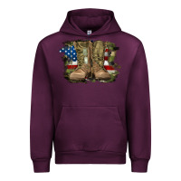 Mauve Wine american flag with army boots Urban Hoodie - RanaPortraitStore