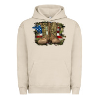 Pigment French Oak american flag with army boots Urban Hoodie - RanaPortraitStore