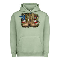Pigment Oil Green american flag with army boots Urban Hoodie - RanaPortraitStore