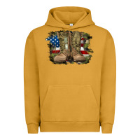 Pigment Peanut Butter american flag with army boots Urban Hoodie - RanaPortraitStore