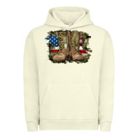 Pigment Pistachio american flag with army boots Urban Hoodie - RanaPortraitStore