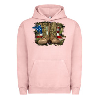 Pigment Salmon american flag with army boots Urban Hoodie - RanaPortraitStore