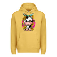 Antique Gold cut cow with sunflower and leopard  pink Premium Hoodie - texasbilliewilder