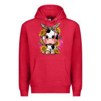 Cardinal cut cow with sunflower and leopard  pink Premium Hoodie - texasbilliewilder