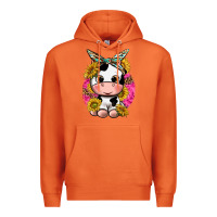 Carrot cut cow with sunflower and leopard  pink Premium Hoodie - texasbilliewilder