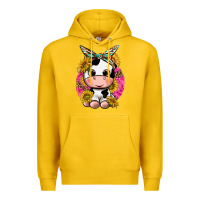 Lemon cut cow with sunflower and leopard  pink Premium Hoodie - texasbilliewilder