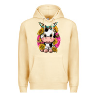 Pina Colada cut cow with sunflower and leopard  pink Premium Hoodie - texasbilliewilder