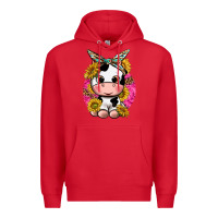 Red cut cow with sunflower and leopard  pink Premium Hoodie - texasbilliewilder