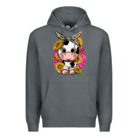 Rock cut cow with sunflower and leopard  pink Premium Hoodie - texasbilliewilder