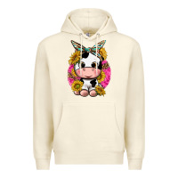 Sandshell cut cow with sunflower and leopard  pink Premium Hoodie - texasbilliewilder