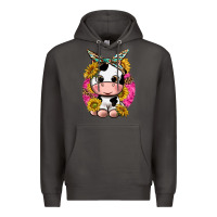 Smoke cut cow with sunflower and leopard  pink Premium Hoodie - texasbilliewilder