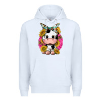 White cut cow with sunflower and leopard  pink Premium Hoodie - texasbilliewilder
