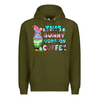 Army Green this bunny hops on coffee Premium Hoodie - Zillion Design Studio