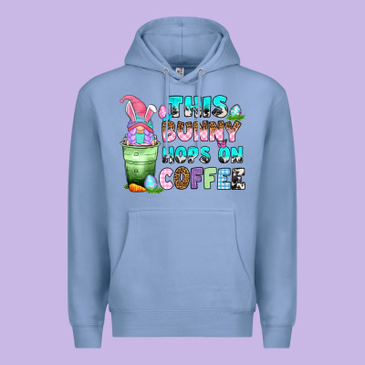 This Bunny Hops On Coffee Premium Hoodie Designed By Zillion Design Studio