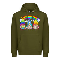 Army Green rainbow gnomes Premium Hoodie - Zillion Design Studio