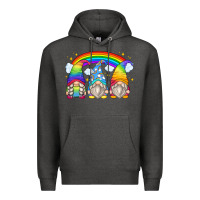 Charcoal Heather rainbow gnomes Premium Hoodie - Zillion Design Studio