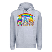 Heather Grey rainbow gnomes Premium Hoodie - Zillion Design Studio