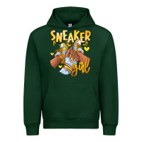 Forest Green yellow sneaker girl afro woman Urban Hoodie - RanaPortraitStore