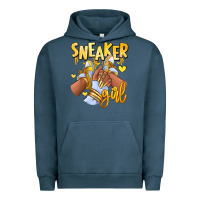 Pigment Midnight Navy yellow sneaker girl afro woman Urban Hoodie - RanaPortraitStore