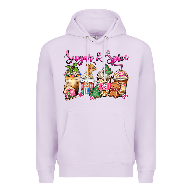 Sugar And Spice Pink Gingerbread Coffee Cups Premium Hoodie by Zillion Design Studio | Teevron