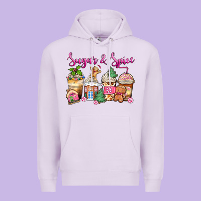 Sugar And Spice Pink Gingerbread Coffee Cups Premium Hoodie Designed By Zillion Design Studio