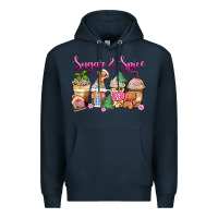 Navy sugar and spice pink gingerbread coffee cups Premium Hoodie - Zillion Design Studio