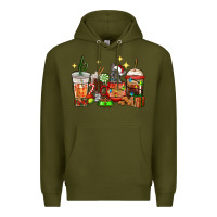 Army Green Christmas coffee cups with French Bulldog Premium Hoodie - RanaPortraitStore