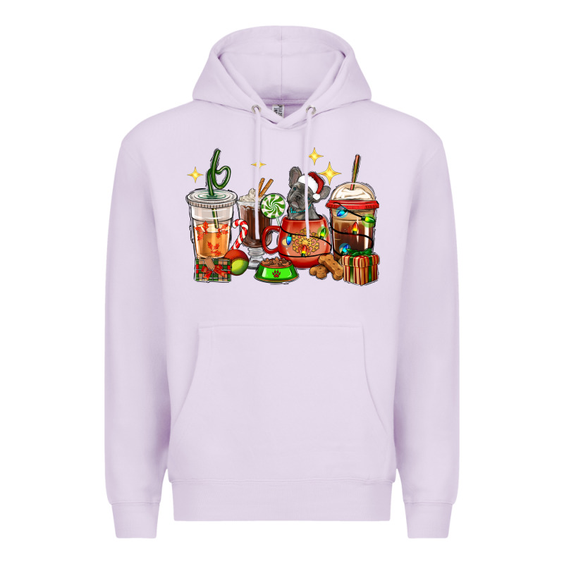 Christmas Coffee Cups With French Bulldog Premium Hoodie by RanaPortraitStore | Teevron