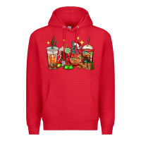 Red Christmas coffee cups with French Bulldog Premium Hoodie - RanaPortraitStore