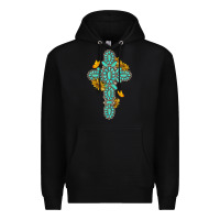 Black gemstone cross with sunflowers and butterflies Premium Hoodie - texasbilliewilder
