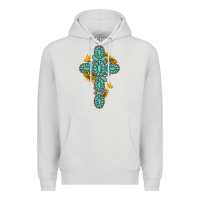 Dove Grey gemstone cross with sunflowers and butterflies Premium Hoodie - texasbilliewilder