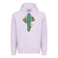Lilac gemstone cross with sunflowers and butterflies Premium Hoodie - texasbilliewilder