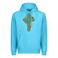 Ocean Blue gemstone cross with sunflowers and butterflies Premium Hoodie - texasbilliewilder