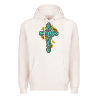 Pale Pink gemstone cross with sunflowers and butterflies Premium Hoodie - texasbilliewilder