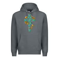 Rock gemstone cross with sunflowers and butterflies Premium Hoodie - texasbilliewilder