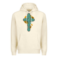 Sandshell gemstone cross with sunflowers and butterflies Premium Hoodie - texasbilliewilder