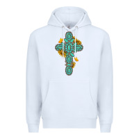 White gemstone cross with sunflowers and butterflies Premium Hoodie - texasbilliewilder
