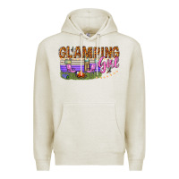 Oatmeal Heather glamping girl Premium Hoodie - texasbilliewilder