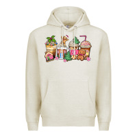 Oatmeal Heather pink gingerbread coffee cups Premium Hoodie - Zillion Design Studio