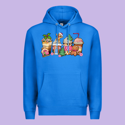 Pink Gingerbread Coffee Cups Premium Hoodie Designed By Zillion Design Studio